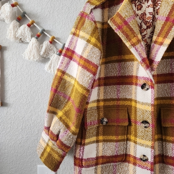 Sundance Doran Plaid Wool Button Down Longline Coat Blazer Minimalist Boho XS - Picture 6 of 14